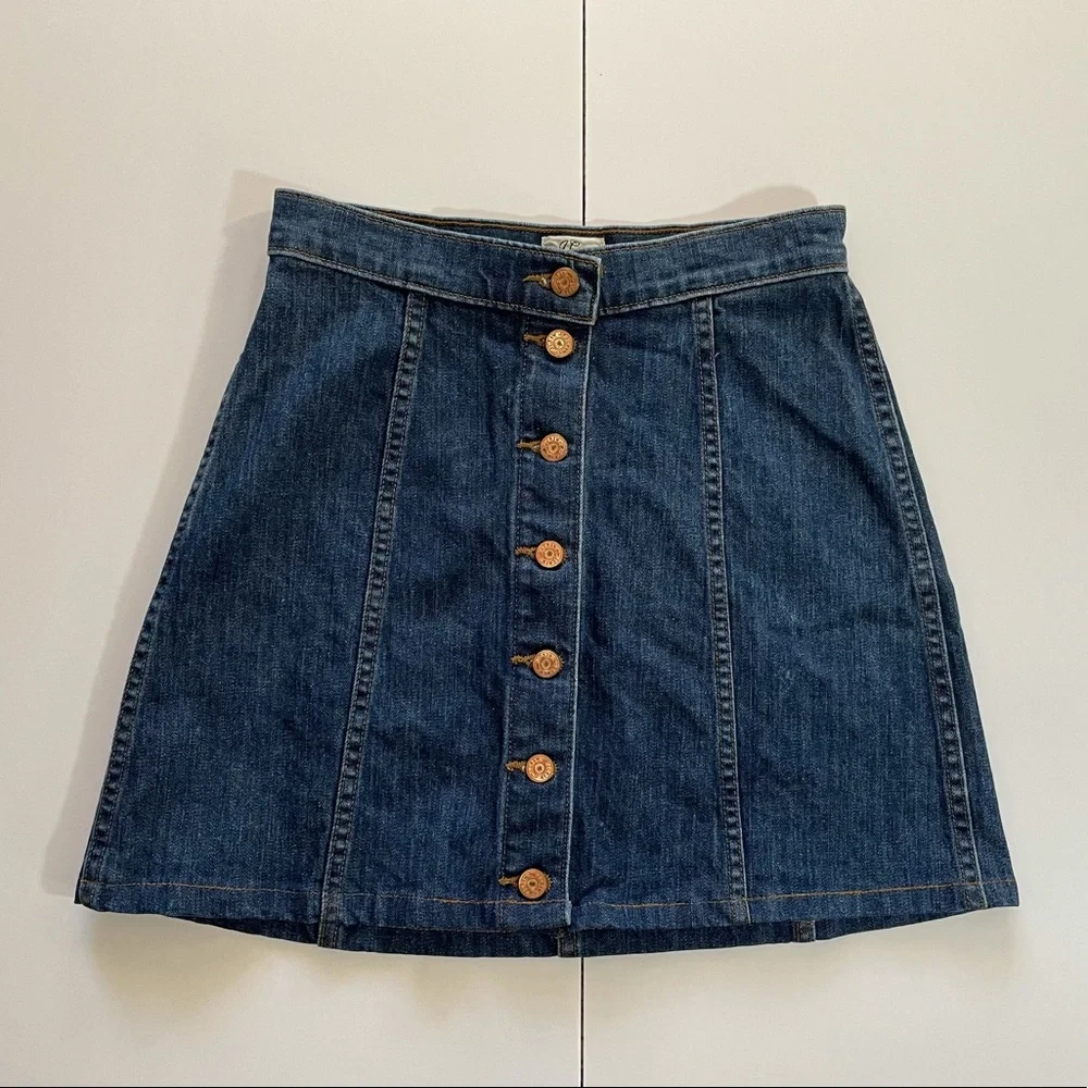 J Crew Denim Skirt XS Flare Mini with Button down Size 26 - Picture 1 of 8